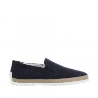 Tod's slip on in suede con gommini e rafia da uomo