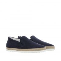 Tod's slip on in suede con gommini e rafia da uomo