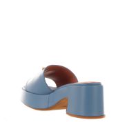 Via roma 15 sabot in pelle con logo metallico da donna