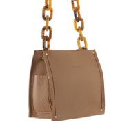 Visonà borsa a mano ambra in pelle con grana da donna