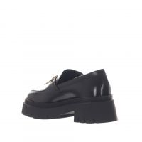 Vsl mocassino platform in pelle con morsetto metallico da donna