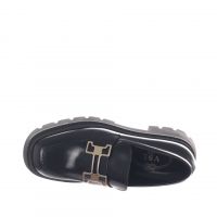 Vsl mocassino platform in pelle con morsetto metallico da donna