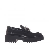 Vsl mocassino platform in pelle con morsetto metallico da donna