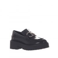 Vsl mocassino platform in pelle con morsetto metallico da donna
