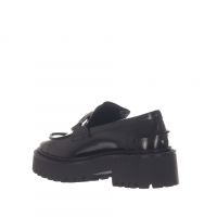 Vsl mocassino platform in pelle con morsetto metallico da donna