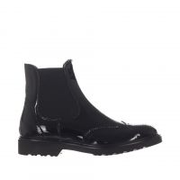 Vsl stivaletto chelsea in vernice con dettaglio brogue da donna