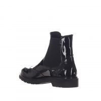 Vsl stivaletto chelsea in vernice con dettaglio brogue da donna