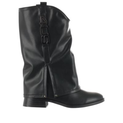 Stivale in pelle con logo metallico