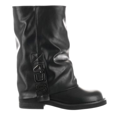 Stivale in pelle con logo metallico