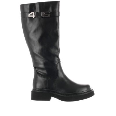 Stivale in pelle con logo metallico