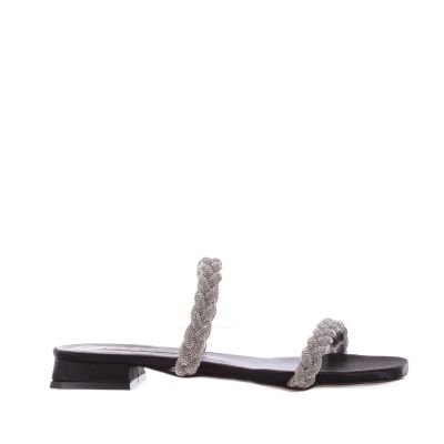 Ciabattina in raso con strass