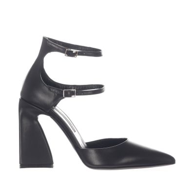 Décolleté a punta in pelle con dettagli cut-out