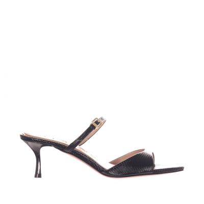 Sabot in pelle con tacco midi