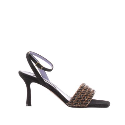 Sandalo in mesh glitterato con pietre