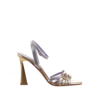 Sandalo in pelle metal