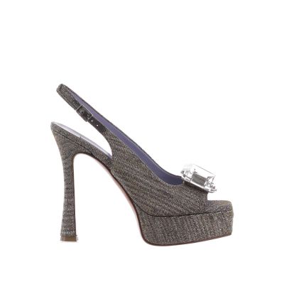 Sandalo platform in mesh glitterato