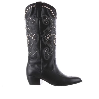 Stivale texano in pelle con borchie