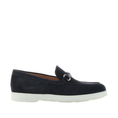 Mocassino in camoscio con accessorio in pelle