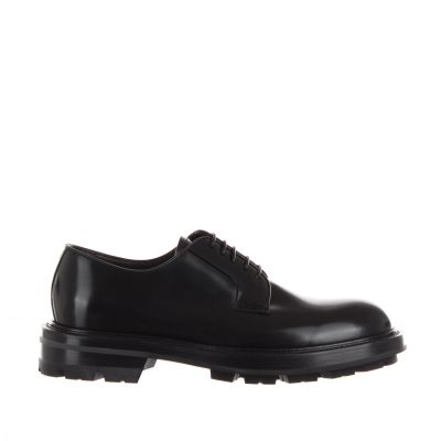 Stringata derby in pelle 
