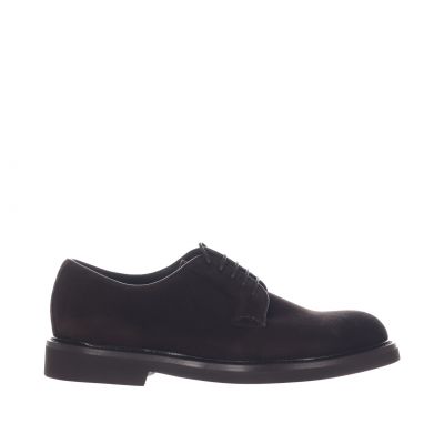Stringata derby in pelle scamosciata