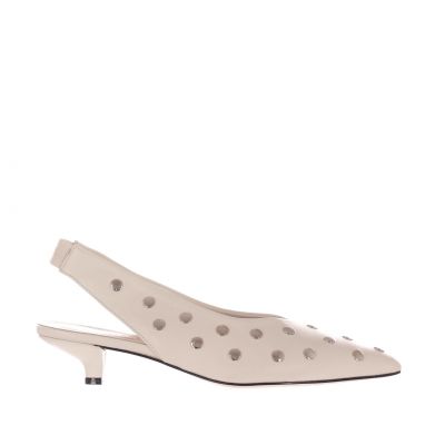 Décolleté slingback in pelle con borchie