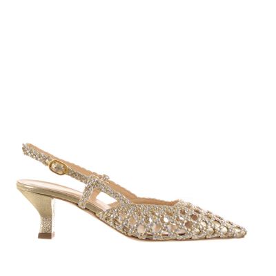 Décolleté slingback in pelle intrecciata