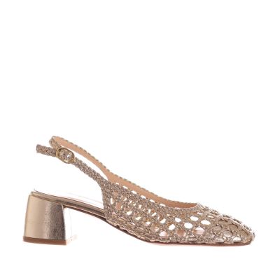 Décolleté slingback in pelle metal