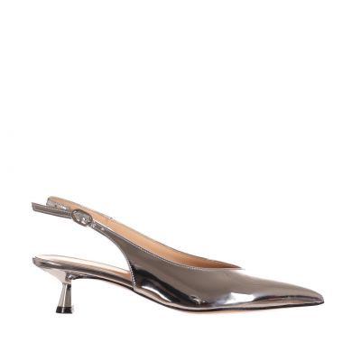 Décolleté slingback in pelle specchiata