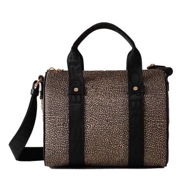 Borsa bauletto in nylon op riciclato e pelle