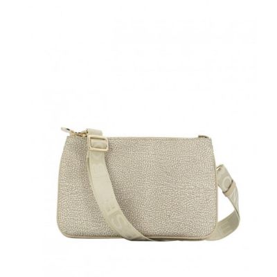 Borsa cross over in nylon e dettagli in pelle