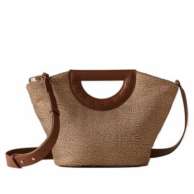 Borsa shopping bouche medium in nylon e vitello
