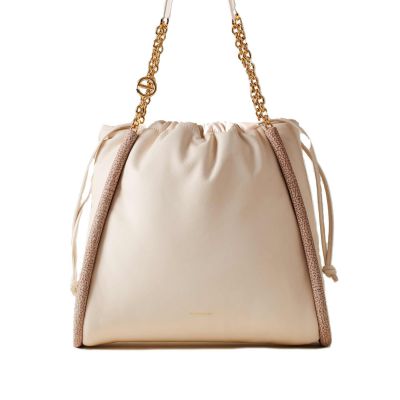 Borsa shopping coquille medium in pelle liscia