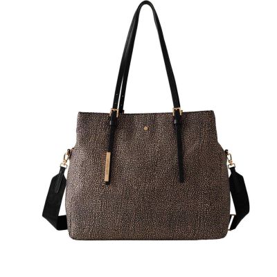 Borsa shopping large in nylon op riciclato e pelle