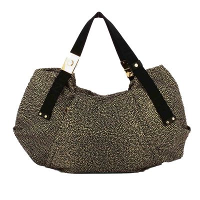 Borsa shopping large in nylon op riciclato e pelle
