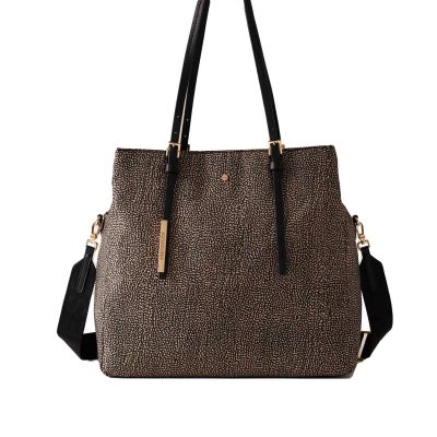 Shopping medium in nylon op riciclato e pelle