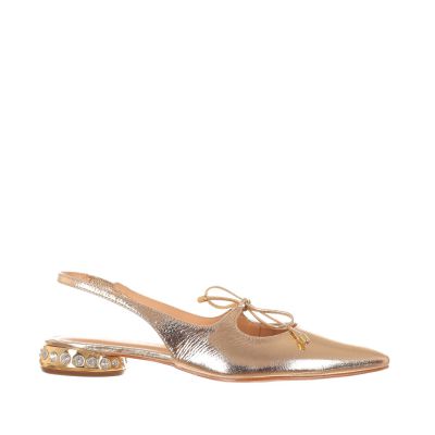 Ballerina a punta in pelle metal