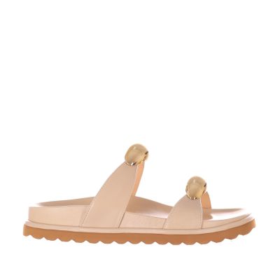 Ciabatta in pelle con accessorio metallico
