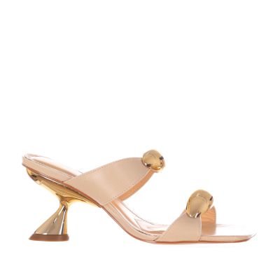 Sabot in pelle con accessorio metallico