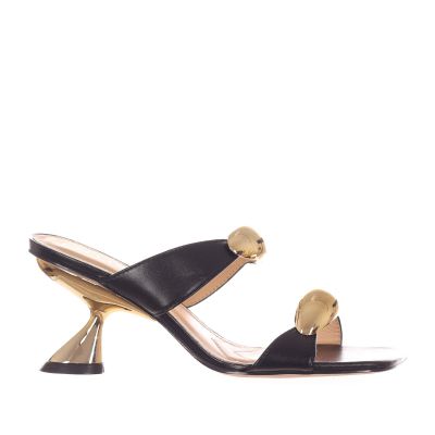 Sabot in pelle con accessorio metallico