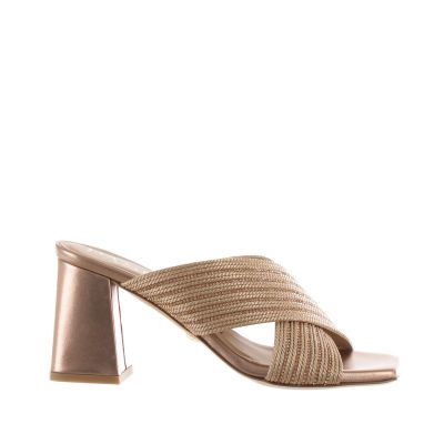 Sabot in nappa laminata e corda lurex