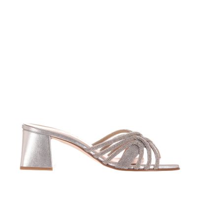 Sabot in pelle laminata con strass