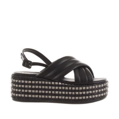 Sandalo in pelle con strass
