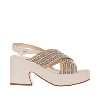 Sandalo in rafia con strass