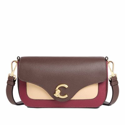 Borsa a mano c-me tricolor in pelle con grana
