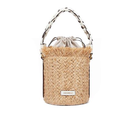 Borsa a secchiello hydole piccola in rafia e pelle