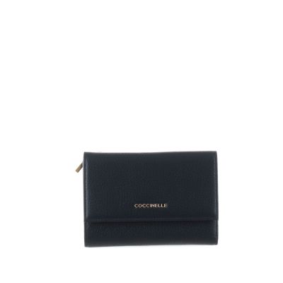 Portafogli metallic soft in pelle con grana