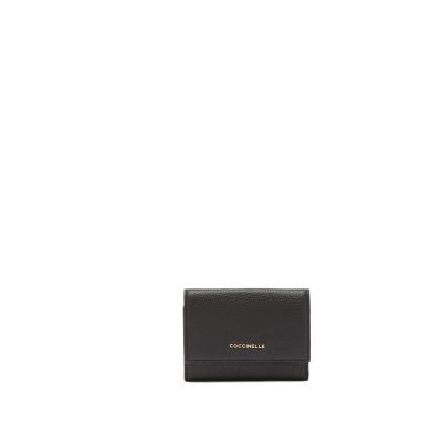 Portafogli metallic soft in pelle con grana