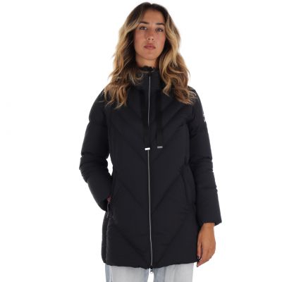 Piumino lungo stretch con coulisse