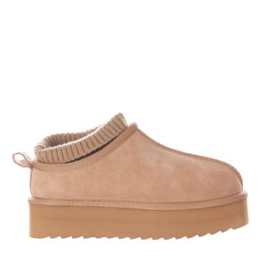 Sabot calzino platform in camoscio e lana
