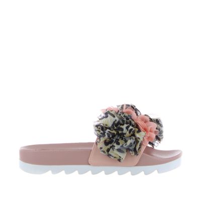 Slide con suola e ornamento di fiori in tessuto